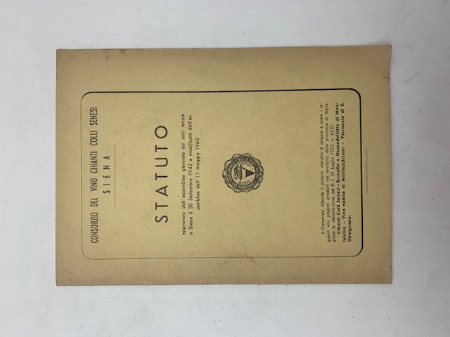 Consorzio del vino Chianti Colli senesi, Siena. Statuto approvato dall'Assemblea generale...11 maggio 1960